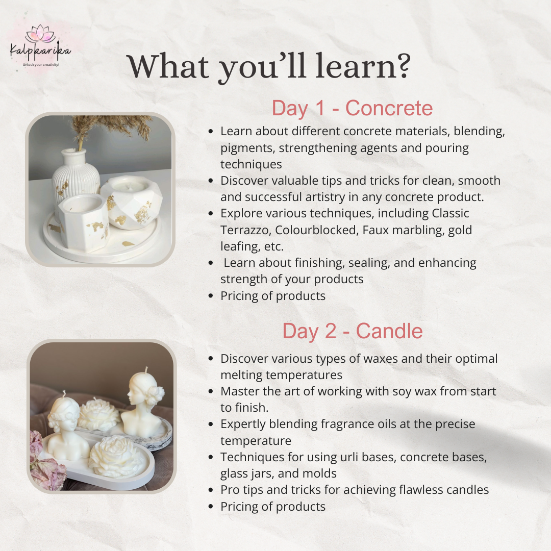 Concrete Art with Candle Making - 2 Day Masterclass (Recorded)