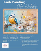 Knife Painting - Blue Tit Bird with Florals Art (Recorded)
