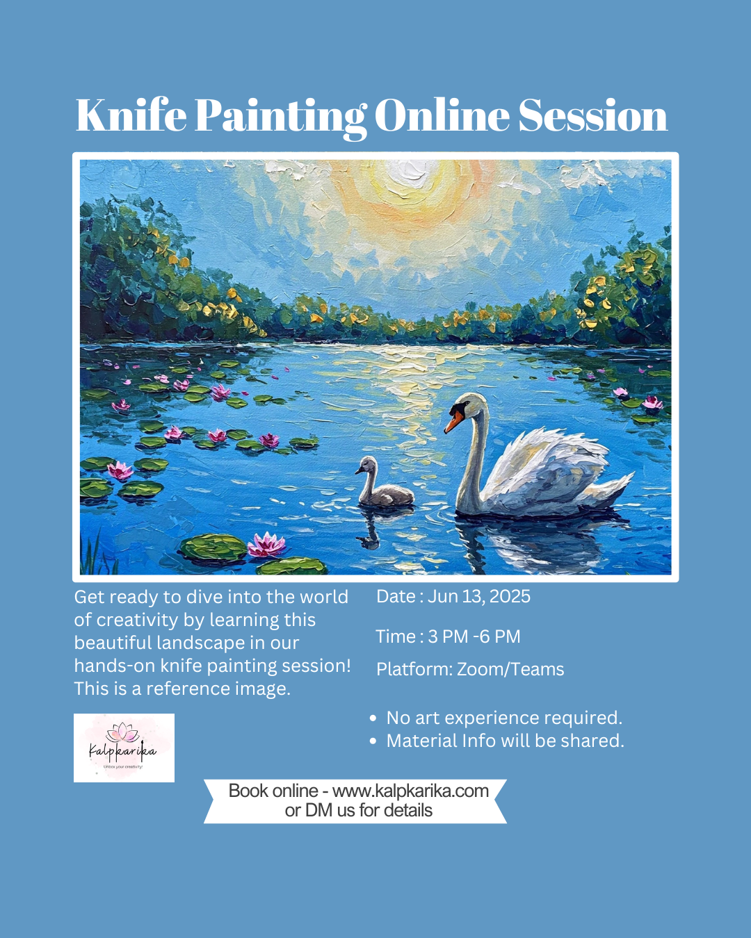 Knife Painting - Swans in Lotus Lake (Recorded)