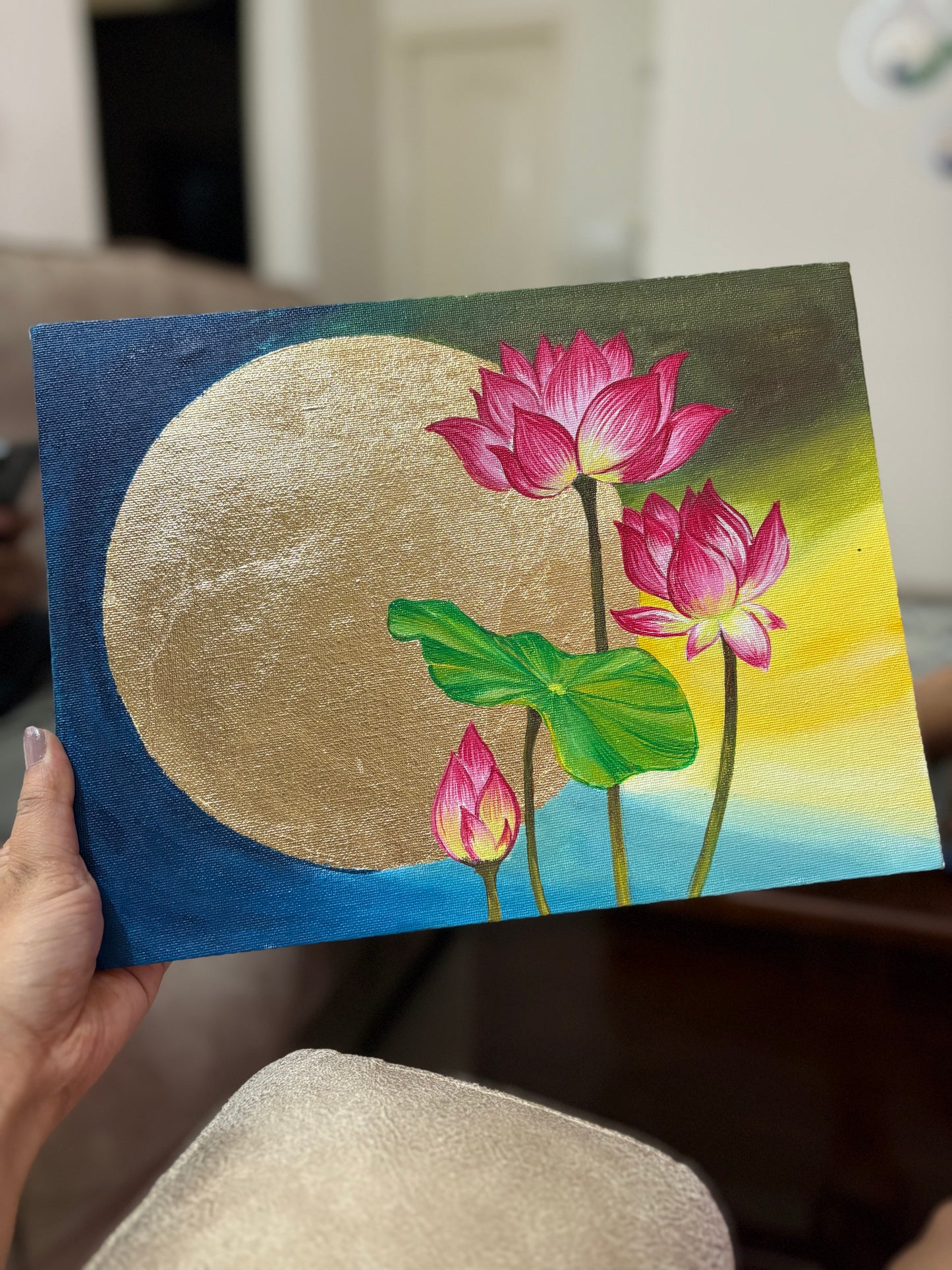 Gold Leaf + Acrylic Painting - Lotus Art (Recorded)