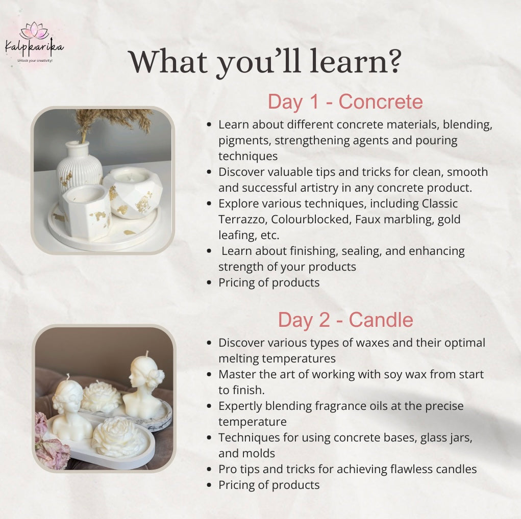 Concrete Art with Candle Making - 2 Day Masterclass (21st, 26th, 29th March 2025)