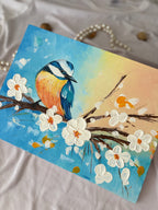 Knife Painting - Blue Tit Bird with Florals Art (Recorded)