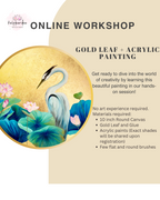 Acrylic + Gold Leaf Painting - Heron in a Lotus Lake (Recorded)