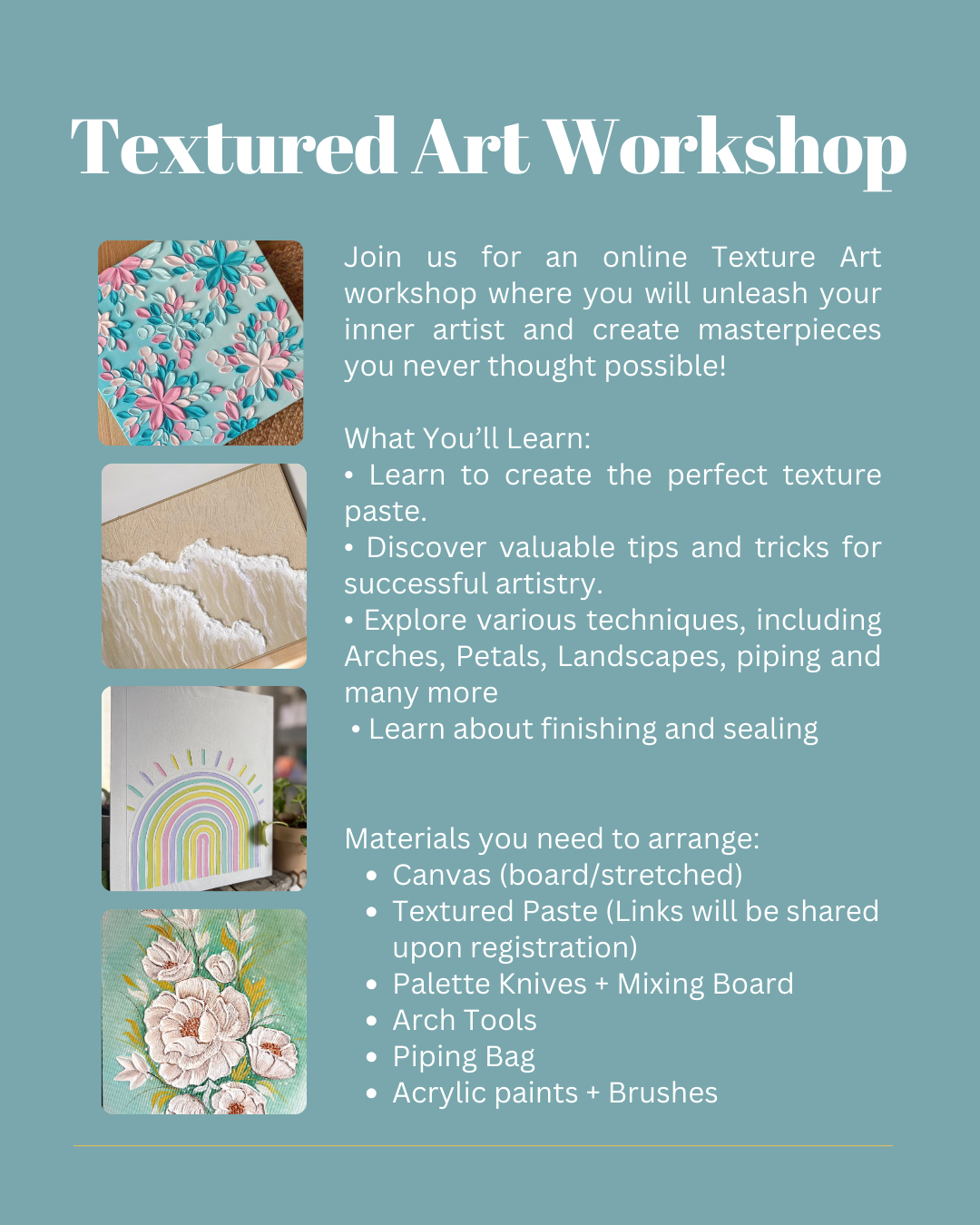 Textured Art - Workshop (16th, 17th, 19th March 2025)