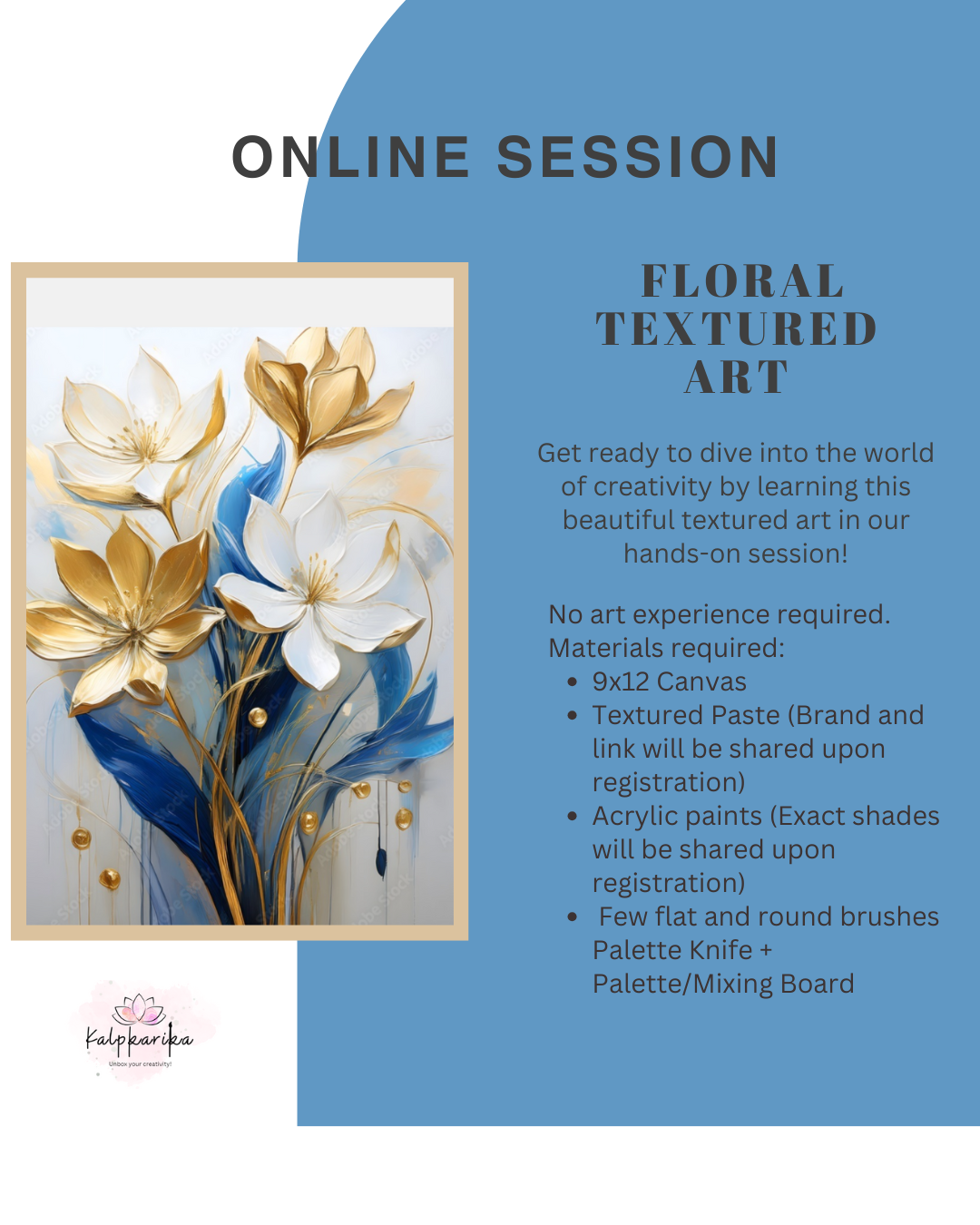 Floral Textured Art - White and Golden Florals (Recorded)